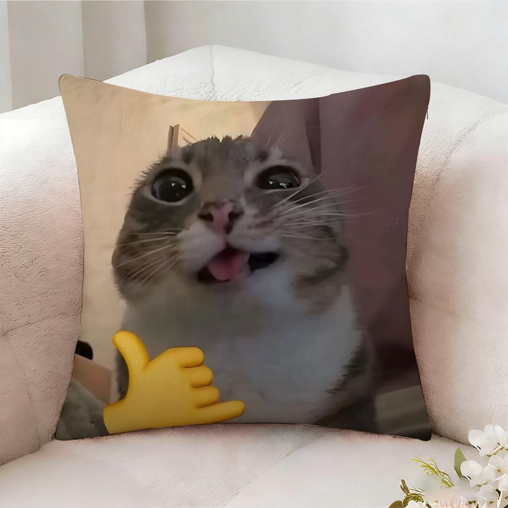 Cat Funny MEME Pillow Case Pillowcase Doublesided Printed Sofa Cushion Bedroom Headboard Pillow