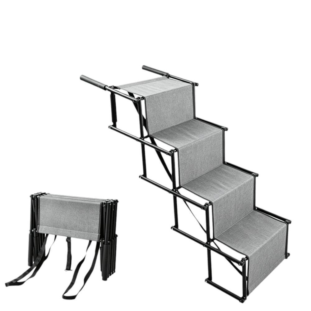 Folding Car Mounted Pet Folding Staircase Steel Pipe Sturdy Dog Vehicle Ramp Portable Retractable Step Stairs Senior Pets
