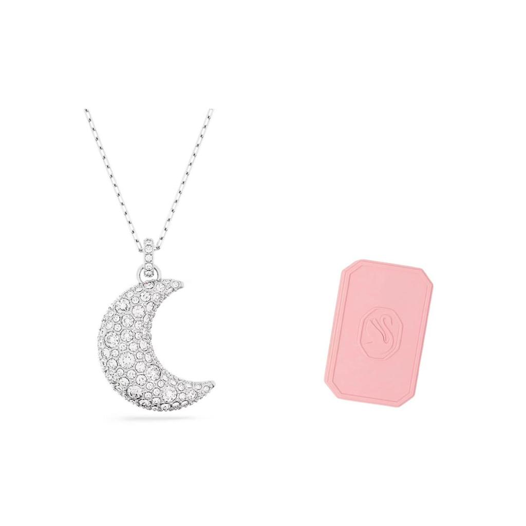 Swarovski Seria Luna Wzór Półksiężyca Posrebrzany Rodem Naszyjnik Damski Srebrny 5666181