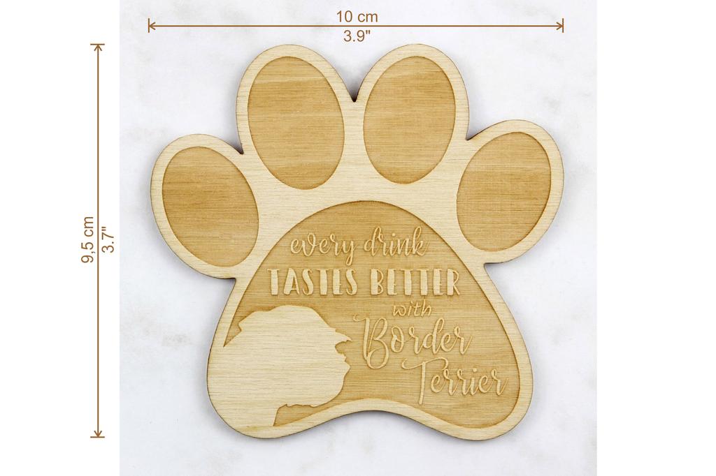 Border Terrier - Mug coaster, engraved coaster with dog, gift for dog lover by Art-Dog brand