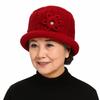 Handmade Woolen Hat Plush Warm Fisherman Hat Retro Floral Knitted Bucket Hat  Middle-aged Elderly