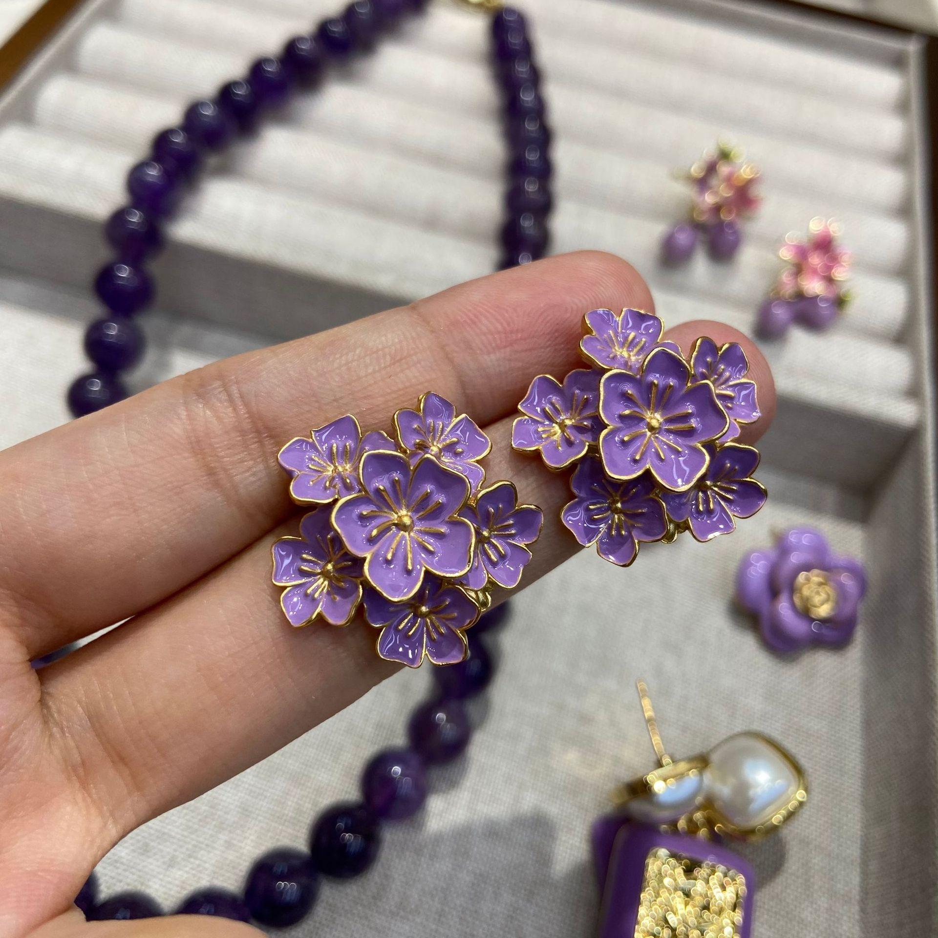Natural 10Mm Amethyst Stone Necklace Fashionable And Elegant Versatile Niche Original Design Atmospheric Retro Collarbone Chain Women