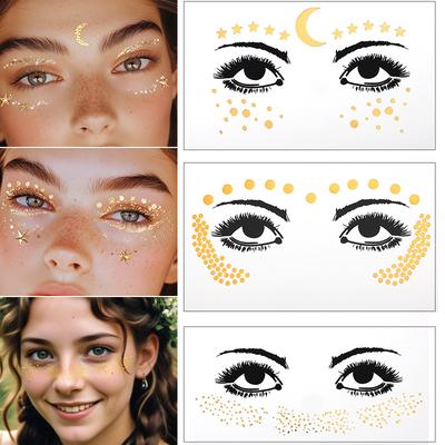 Bronzing Freckles Tattoo Stickers Masquerade Ball Show Makeup Stickers Metal Temporary Tattoo Stickers