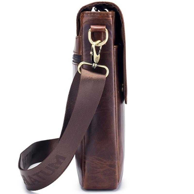 High Quality Genuine Leather Shoulder Bag Men's Fashion Crossbody Bag Crazy Horse Cowhide Messenger Bag Daily Small Satchel