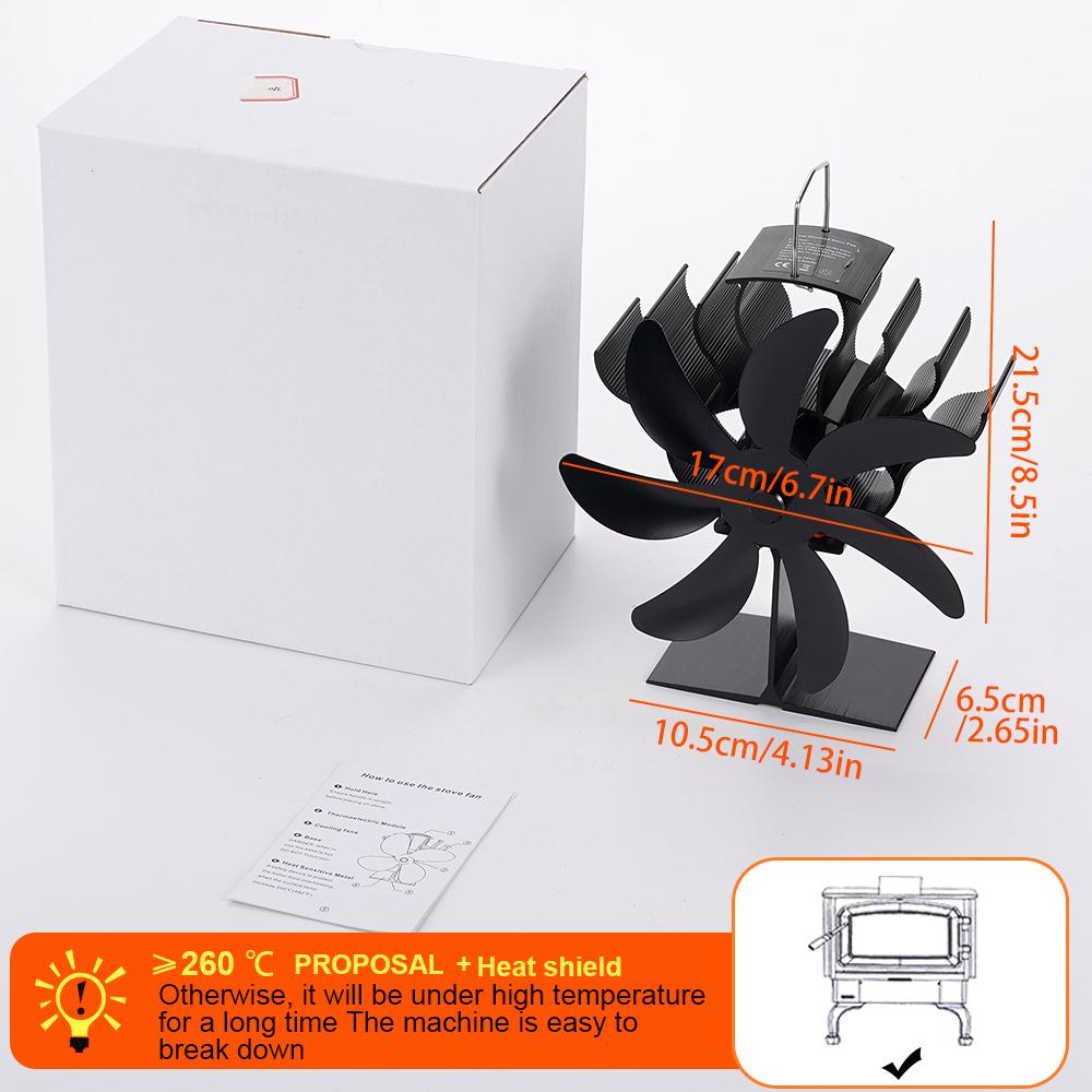 7 Blade Wood Stove Fan Heat Powered heat shield Silent Non-Electric Heat Activated efficient Fireplace Fan Wood Burning Stove