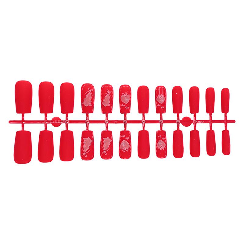 

New Christmas Style Red Matte Wearable Fake Nails - Nail Art Patches Tips