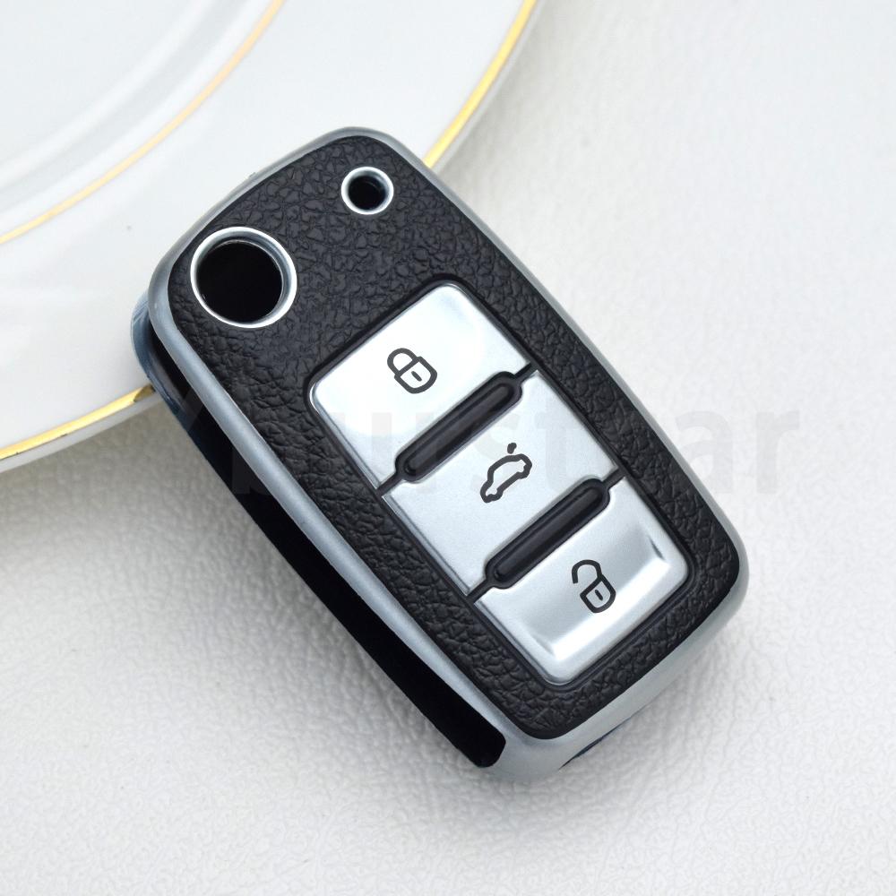 TPU Leather Remote Key Case Cover For VW Golf Polo Bora Beetle Tiguan for SEAT Leon Toledo Altea Ibiza for SKODA Fabia Superb