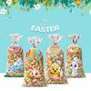 50PCs New Cartoon Easter Candy Cookie Bag Easter Rabbit Plastic Bunny Eggs Gift Bag Cookies Chocolate Pouches Party Supplies