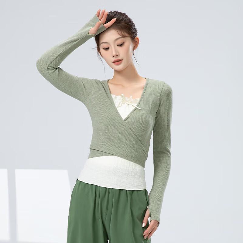 WEZHO Women s Faux Two-Piece Knitted Dance Leotard