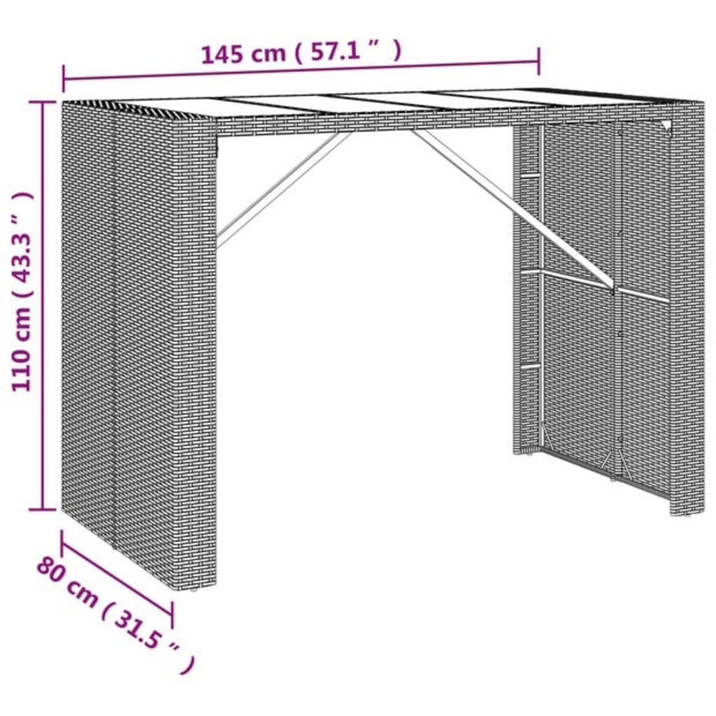 7 Piece Garden Bar Set Grey Poly Rattan