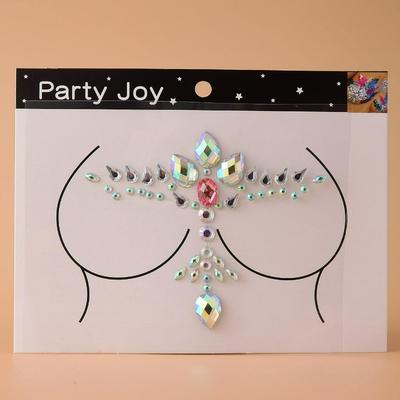 1 Sheet Chest & Face 3d Rhinestone Temporary Tattoo Sticker, For Cosplay, Party Decoration Tattoo Crystal Stickers Chest Sticker
