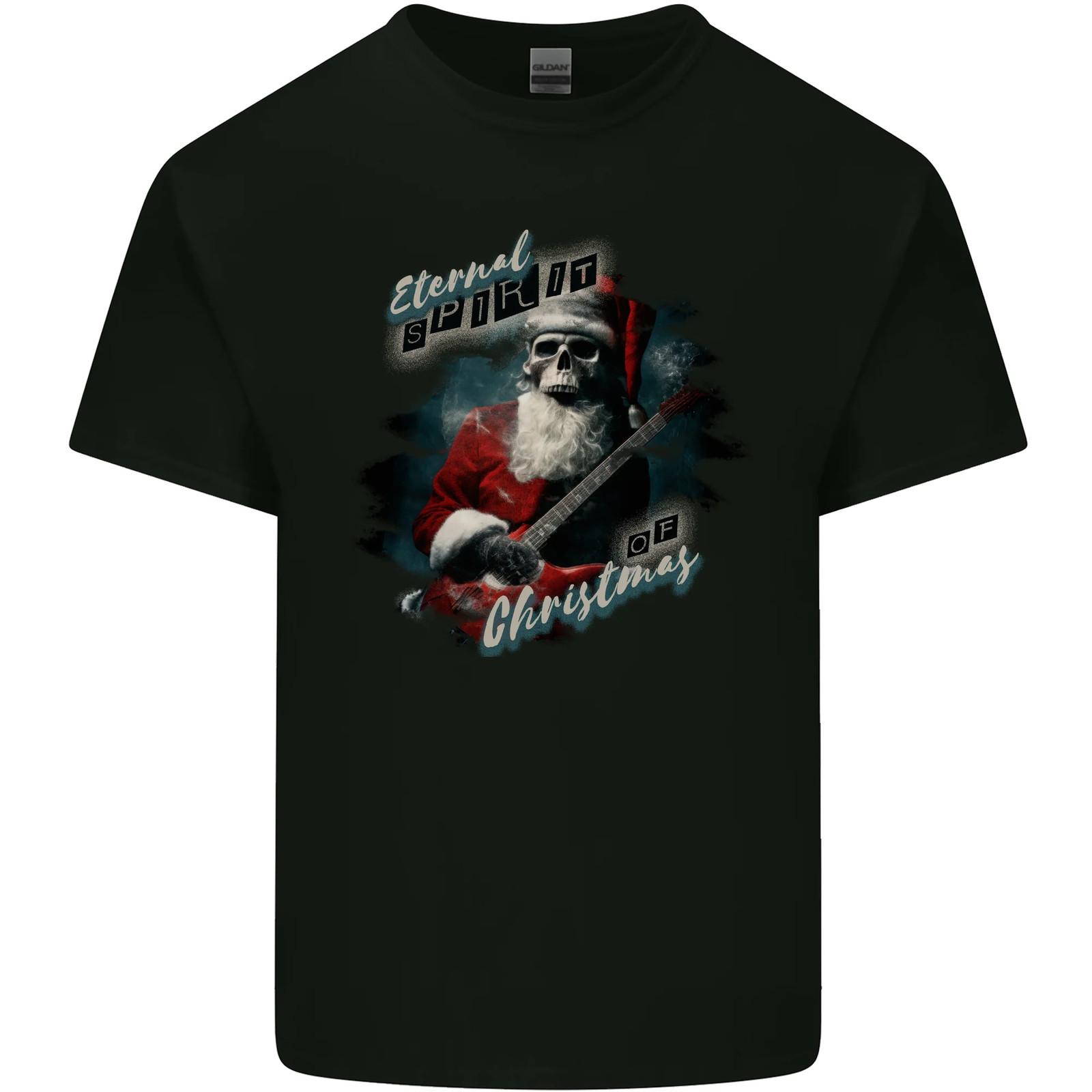 Eternal Spirit Santa Skull Christmas Rock Guitar T-Shirt Boys Girls 2XL