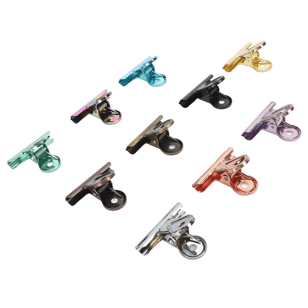 10pcs Colored Hinge Clips Dustproof Rustproof Electroplated Metal Hinge Clips Small Hanging Paper Cl