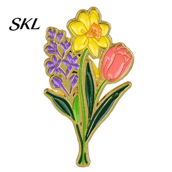 Durable Metal Brooch Zinc Alloy Pin, Colorful Flower Shape Lapel Smooth Polished Edge Edges Enamel Badge for Coats Scarves Canvas Bags Gift