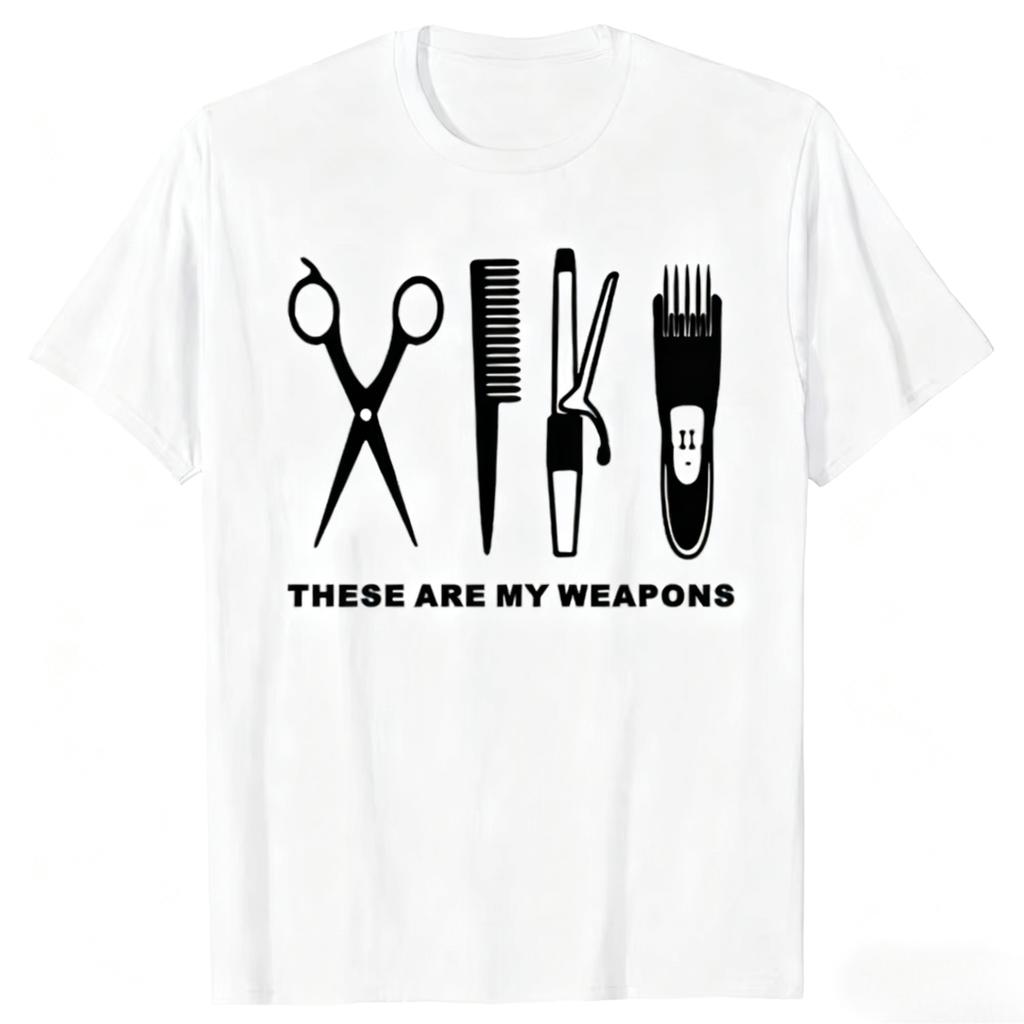 Funny Barber Weapons Graphic T-shirts Men Women's Scissors Casual Tshirt 100% Cotton Loose Heartbeat of Hairdresser T Shirt