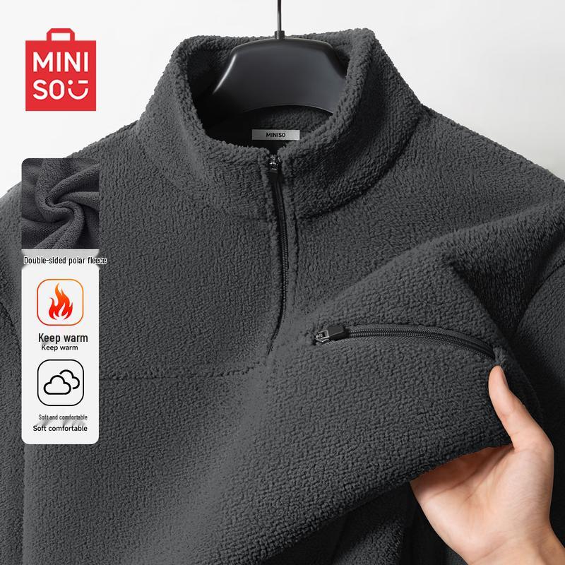 

MINISO Men s Half-Zip Fleece Pullover Sweatshirt M