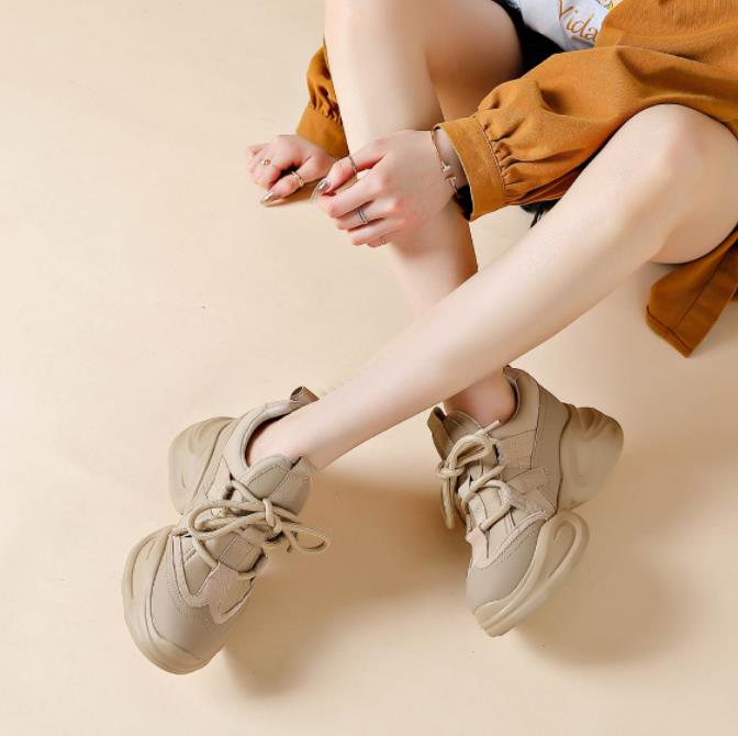 Fashion Height Increasing Women's Shoes Spring New Product Cowhide Thick Soled Shoes for Women's Casual Sports Shoes Platform Sneakers