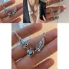 Vintage Inspired Heart Crown Wings Necklace With Crystal Accents For Womens Fashion
