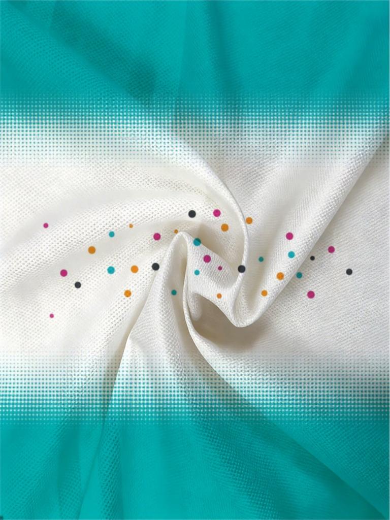 [Printed Design – Not Textured] Men'S Shirt, Colorful Polka Dot Print, Gradient Blue-Green to White Design, Suitable for Casual Outings, Office Wear,