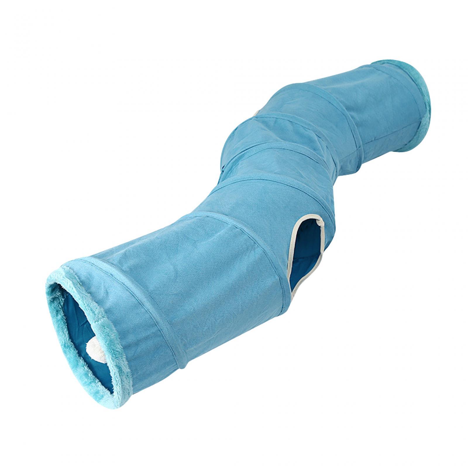 

Складной туннель для кошек, игрушка для домашних животных, интерактивная игрушка, домик для кошек, замша с синий