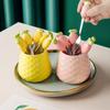 Cute Stainless Steel Fruit Fork Set with Storage Jar