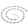 Blue Love Sparkly Double Layer Shell Necklace & Tassel Choker Anklet Bracelet Set for Women