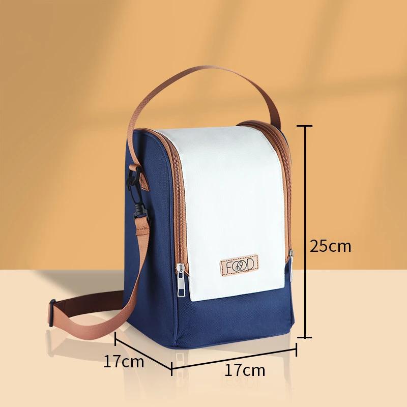 New Round Thermal Lunch Box Bag Waterproof Insulated Food Tote Kids Keep Fresh Cooler Shoulder Bags Portable Bento Storage Pouch