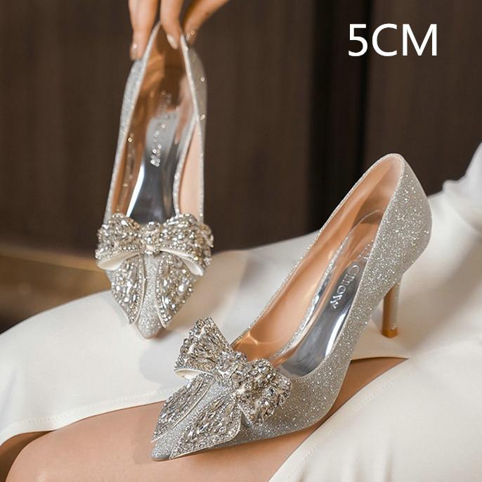 Fashion Small Crowd Into The Milky Way Wedding Shoes Bride Shoes Senior Sense Not Tired Feet Main Wedding Heels Glass Shoes Girls Single