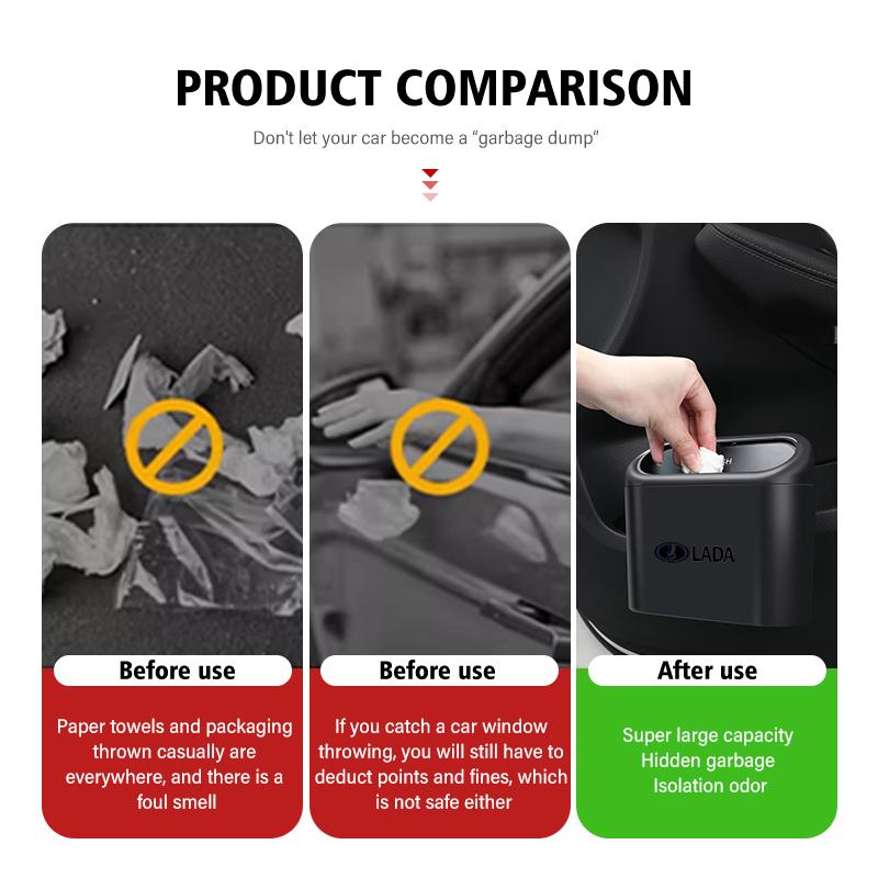 Car Logo Trash Can Hanging Storage Bin Auto Accessories For Lada Niva Priora 4x4 Urban Vesta Granta Riva Samara