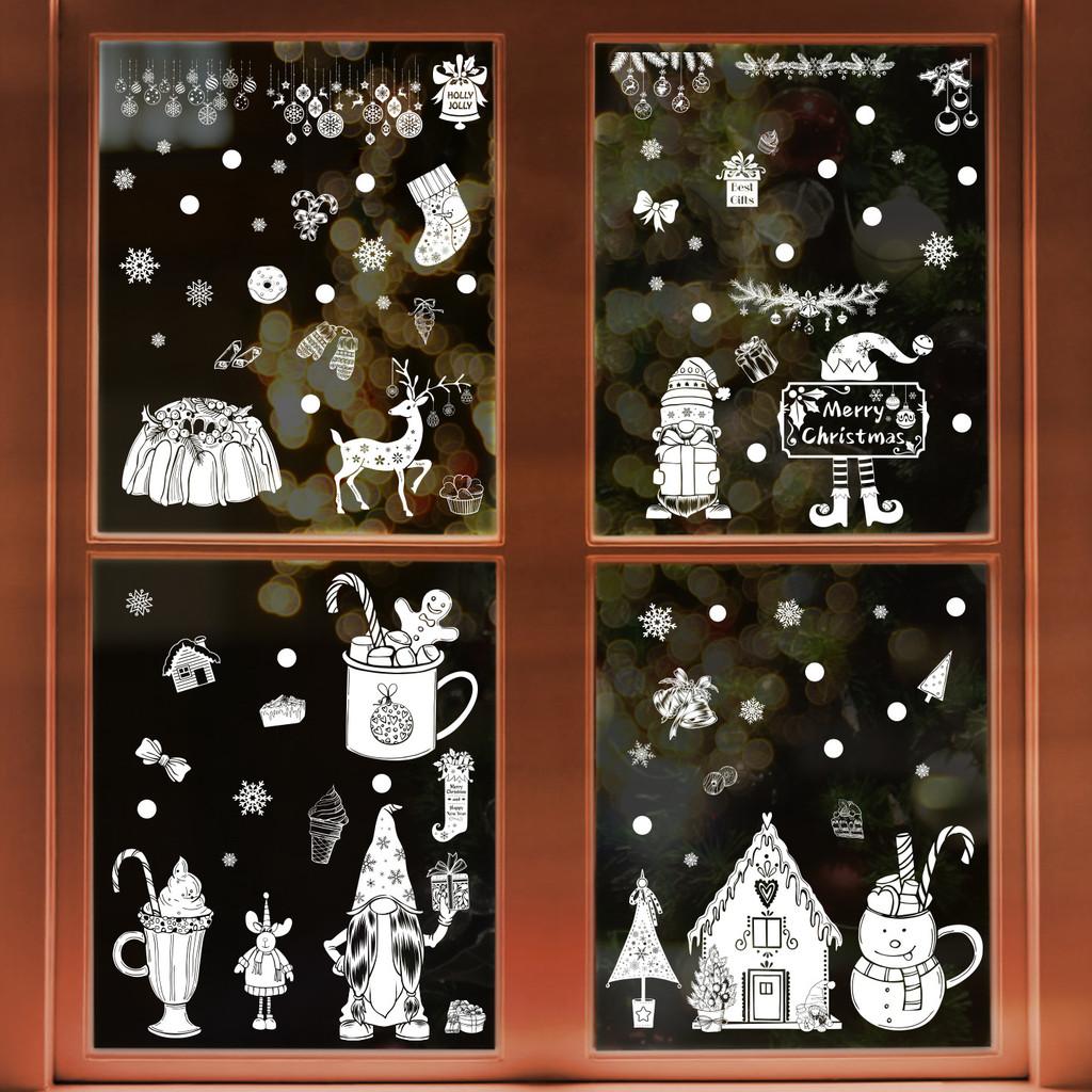 Snowflake Window Reindeer Sticker Static Pvc Glass Decals For Christmas Decor