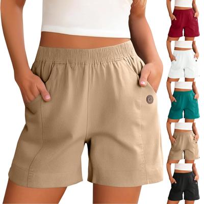 Damesshorts Hoge taille Trekkoord Knielange shorts Elastische comfortabele shorts met zakken