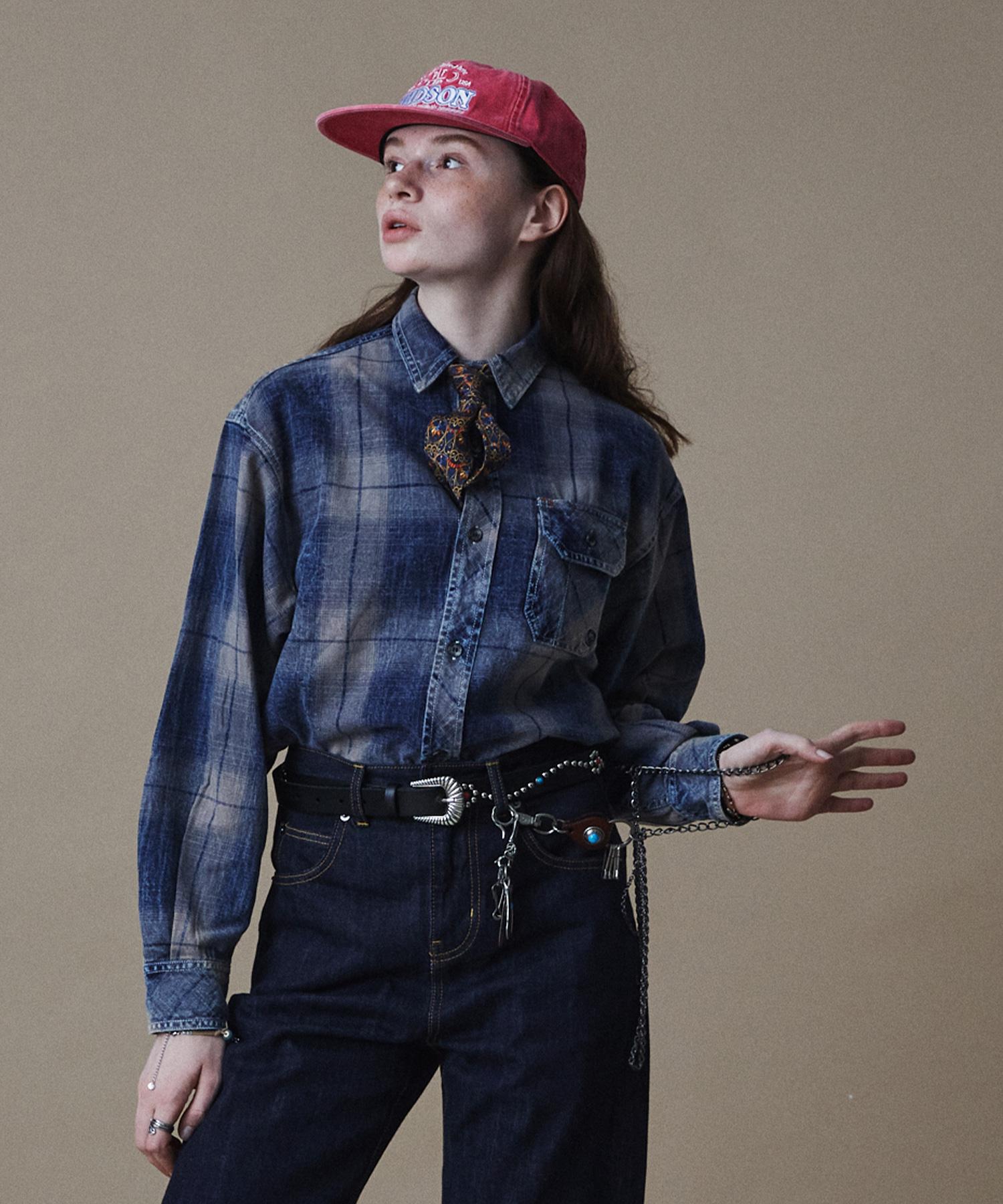 Penfield Washed Cotton Check Shirt Light Indigo_Fr1Wr14U Light Indigo/S