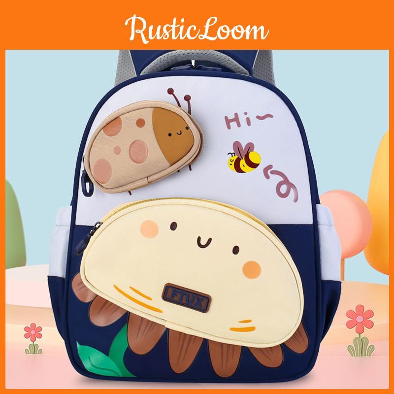 Smiling Expression Cute Flower Bee Pattern Children Backpack For Use Daily