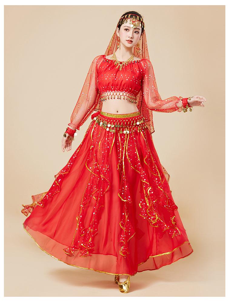 Huayu 2025 Indian Belly Dance Long Sleeve Performance Costume for Women