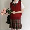 Women's Loose V-Neck Knitted Vest - Japanese Lazy Style, Age-Reducing Sleeveless Sweater for JK Uniforms