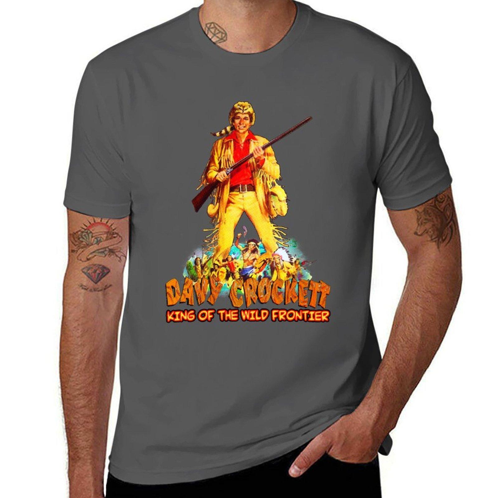 

Davy Crockett King of The Wild Frontier Retro Watercolor Illustration TShirt Durable Work Wear TShirt 4XL