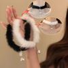 2025 New Korean Elegant Feather Plush Snowflake Choker Pearl Tassel Necklace for Women Wedding Party Christmas Jewelry Gifts