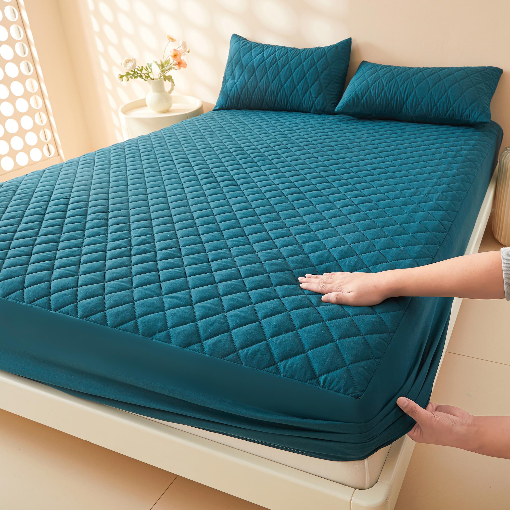 

1pc Quilted Waterproof Fitted Sheet, Machine Washable Mattress Protector Single Double Bed Cover Twin-99x190cm