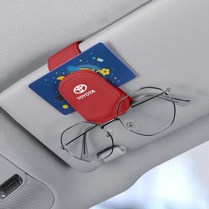 Car Accessories Sun Visor Sunglasses Holder PU leather Glasses Clip For Toyota Corolla Yaris Aygo Prius CHR Camry Auris Avensis