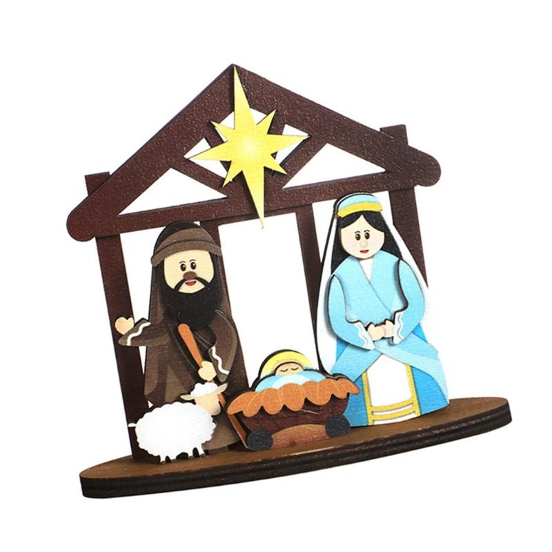 Krippenset, kleines Weihnachtskrippenset, Tischdekoration, Miniatur-Krippenornament für Weihnachtsdekorationen
