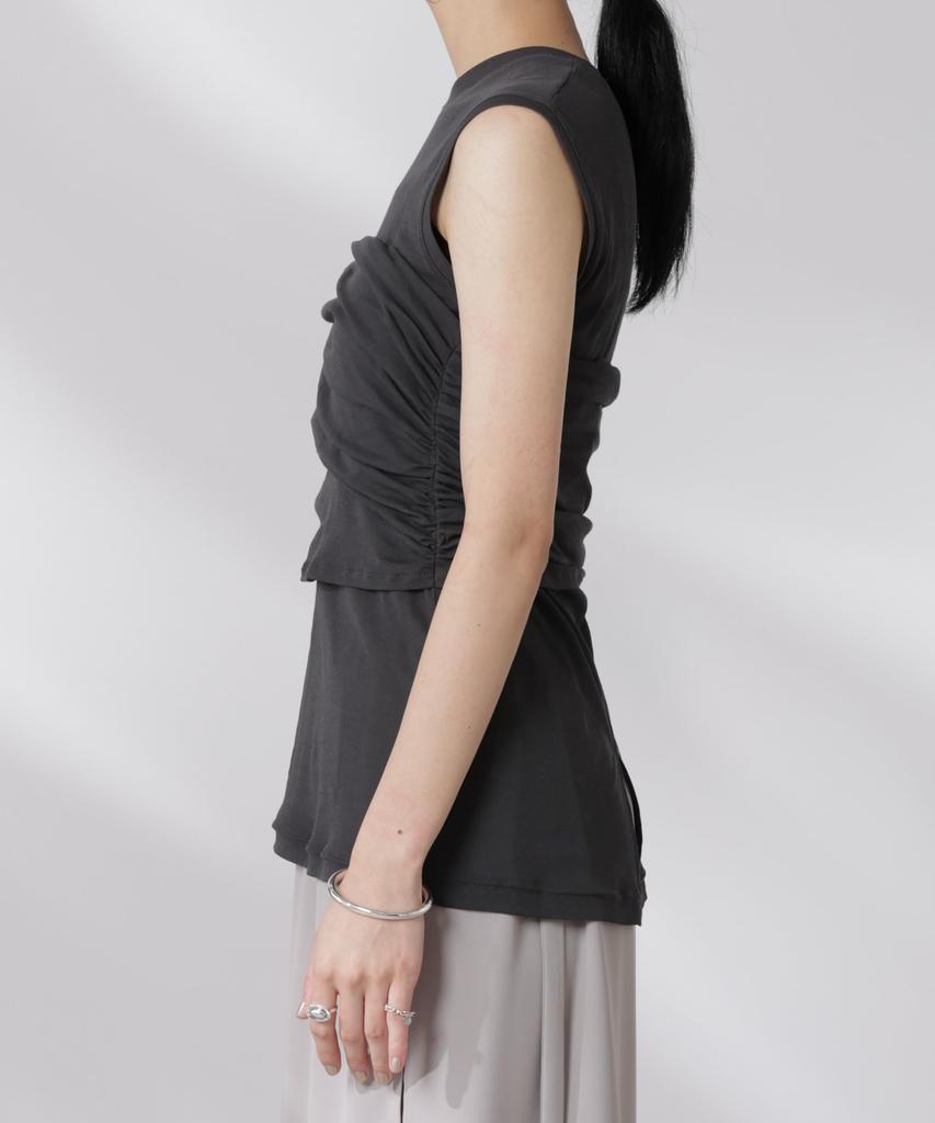 Nano Universe Docking Bustier Sheer Size Top, Women's, M, 023, Charcoal, 669-5124323