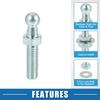 10mm Car Auto Strut Ball 5/16-18 Thread 1" Long Shank with Hardware Lock Nuts Washers for Gas Lift Support Strut End Fittings Metal Set of 2