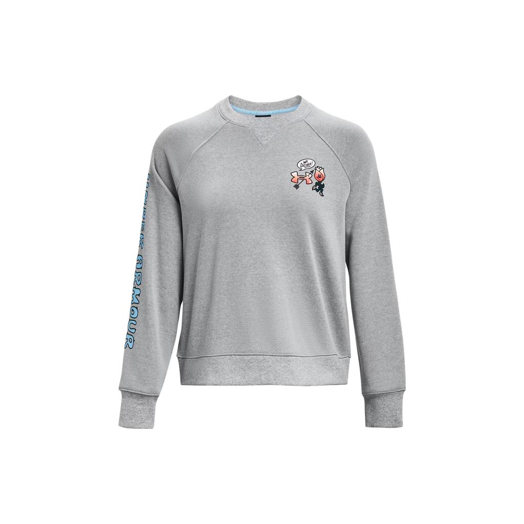 Under Armour Letter Print Crew Neck Long Sleeve Sweatshirt Women sweatshirt Gray 1379833-011