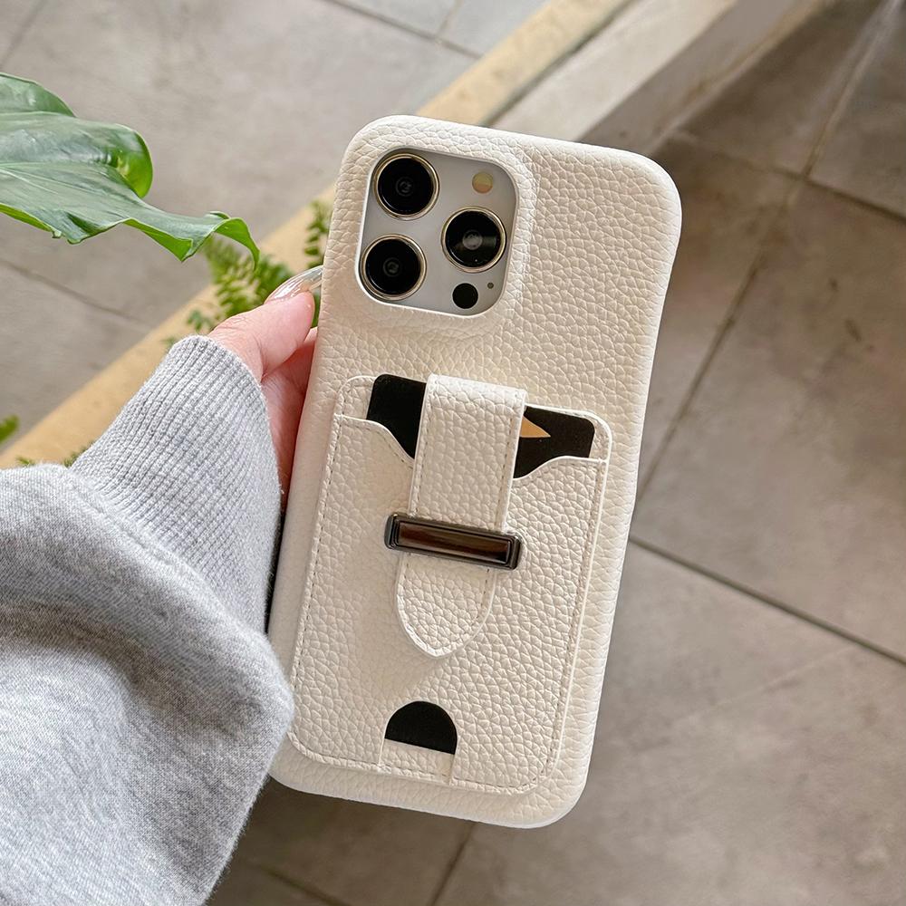 For iPhone 16 Pro Case with Card Slots Litchi Texture Leather+PET Phone Cover