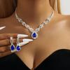 Zircon Diamond Geometric Necklace Earrings Set Light Luxury Clavicle Chain High-End Temperament Jewelry