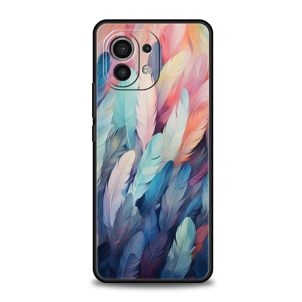 Phone Case Cover for Xiaomi Mi 15 14 13 12 11 Ultra 14T 13T 12T 11T 10T Pro Lite Soft TPU Capas Fashion Gradient Feather Pattern