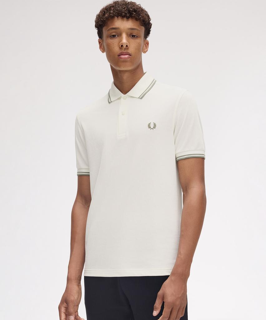 FRED PERRY [M3600] Twin Tip Fred Perry Shirt - Light Ecru/Olive Mint Afpm2513600-Y54