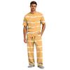 Men's Short Sleeve Pajama Set with Long Pants, Button Crotch, Elastic Waist Drawstring - Comfortable Sleepwear