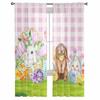 Easter Bunny Flowers Eggs Plaid Tulle Curtains For Living Room Sheer Curtain For Bedroom Kitchen Blinds Voile Curtains