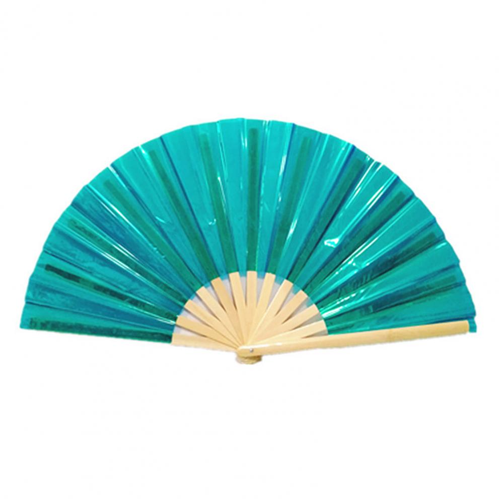 PVC Holographischer Faltfächer Irisierender Handfächer Sommerkühlfächer Dekoration Tanzaufführung Requisiten Pop Party Zubehör